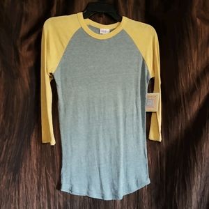 NWT LuLaRoe XXS 3/4Slv DoveTail Hem Baseball Shirt